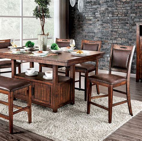 Wichita Rustic Storage Base Counter Height Dining Table