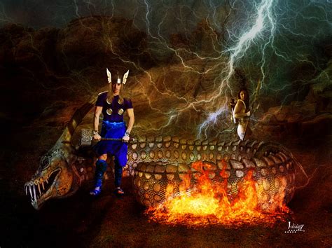 Thor And The Serpent Of Chaos By Julianez On Deviantart