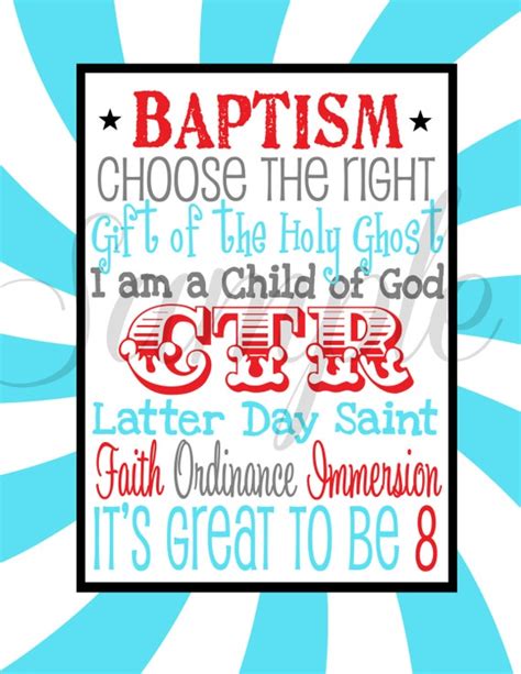 Instant Download Its Great To Be 8 Lds Baptism Subway Art