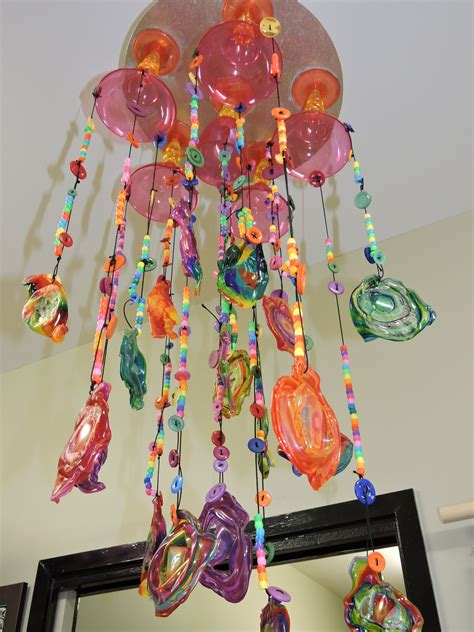 Chandelier Made From Plastic Cups Coloured In By Sharpies Beads