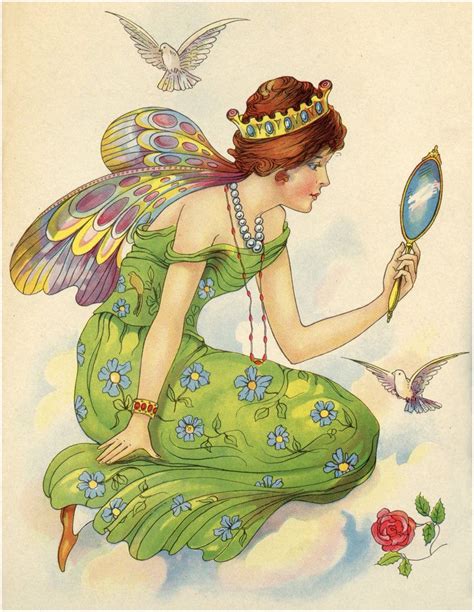 Exquisite Vintage Colorful Fairy With Rainbow Wings Image Vintage