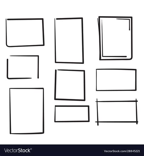Set Doodle Boxes With Hand Drawn Style Isolated Vector Image