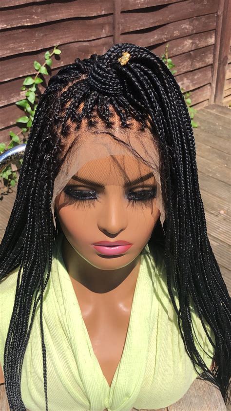 Ready To Shipbraided Wig Micro Knotless Braids Wig Human Hair Frontal Braided Wig 26”