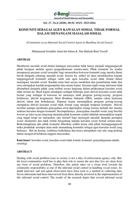 Peranan keluarga dan masyarakat dalam pendidikan. (PDF) KOMUNITI SEBAGAI AGEN KAWALAN SOSIAL TIDAK FORMAL ...