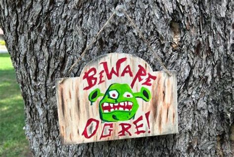 Shrek Sign Beware Ogre Replica Handmade Wood Material Etsy