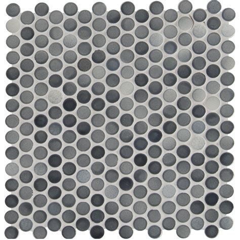 Spotless and beautiful, these gray penny tile are the future. Grigio Mix Penny Round Glossy Ceramic Mosaic - Tilesbay.com
