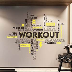 Workout Vinyl Gym Wall Decal Inspirational Words Gym Decal Etsy Uk