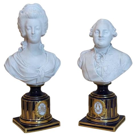 Pair Of 18th C Sevres Porcelain Busts Of Louis Xvi And Marie