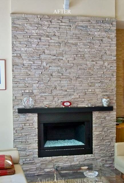Removal of 1970s faux rock/lava stone wall behind fireplace. Faux Stone Fireplace - Contemporary - Family Room - Miami ...
