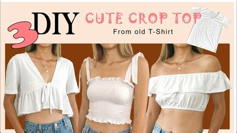 3 Diy Cute Crop Top From T Shirt Refashion Old T Shirt Into Cute Crop