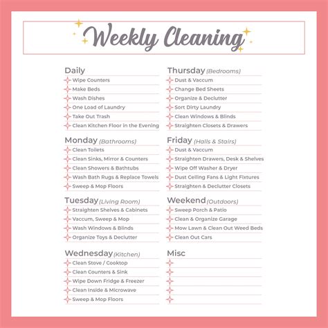 A Basic Cleaning Schedule Checklist Printable Cleaning Schedule My Xxx Hot Girl
