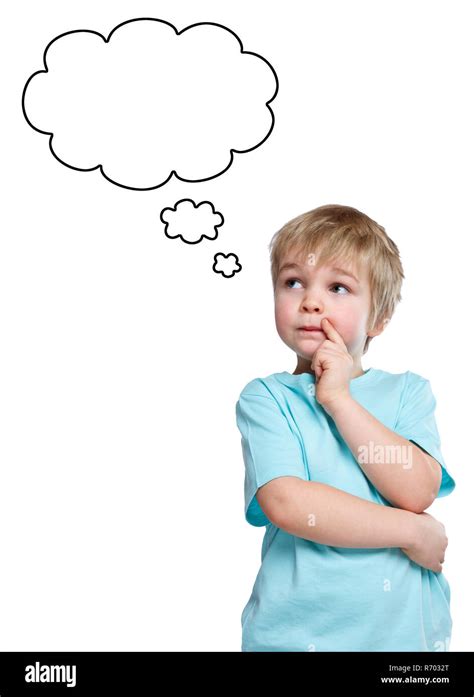 Child Little Boy Thinking Thinking Dreaming Speech Bubble Copy Space