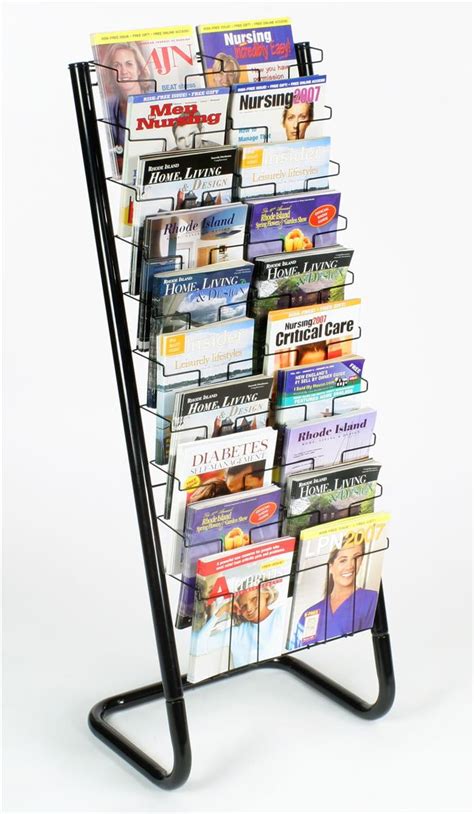 57 Floor Standing Wire Magazine Rack 20 Pockets Tiered Design