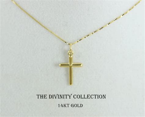 14kt Solid Gold Cross Necklace Women Simple Small Charm Etsy