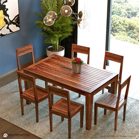 Buy 6 seater dining table online at best prices. Llyssa Solid Wood 6 Seater Dining Table - Decornation