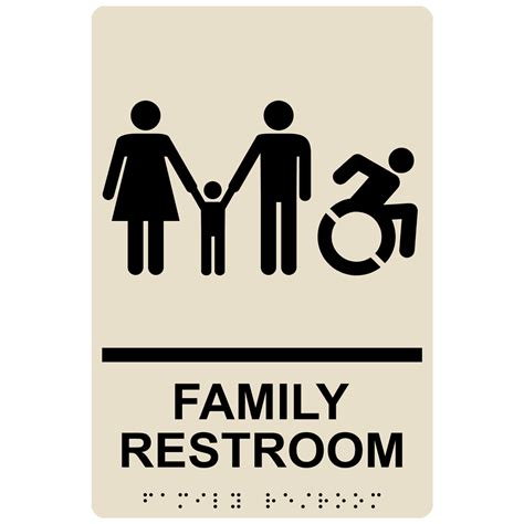 See more ideas about bathroom signs, toilet sign, restroom sign. Portrait Family Restroom (Braille Sign RRE-170R_BLKonAlmond