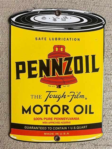 Pennzoil Motor Oil Can Porcelain Sign Etsy