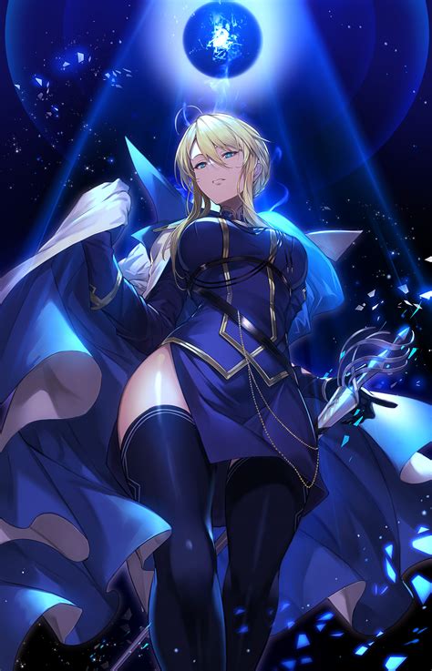 Anime Anime Girls Artoria Pendragon Lancer Fate Series Pixiv Looking At Viewer Standing Blonde