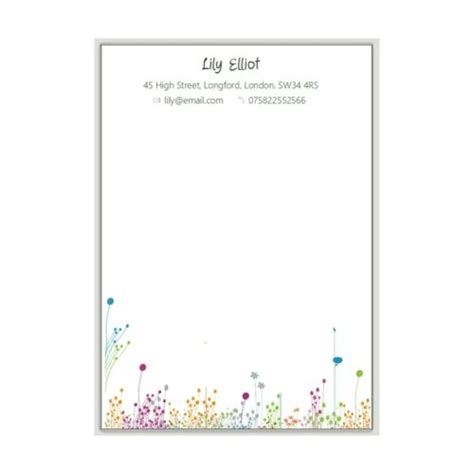 Letterhead Personalised Writing Paper A4 And A5 Flower Business