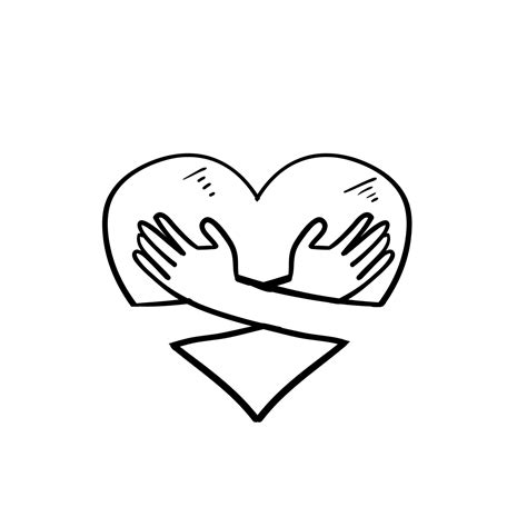 hand drawn doodle heart with hand hug gesture illustration vector 5886654 vector art at vecteezy