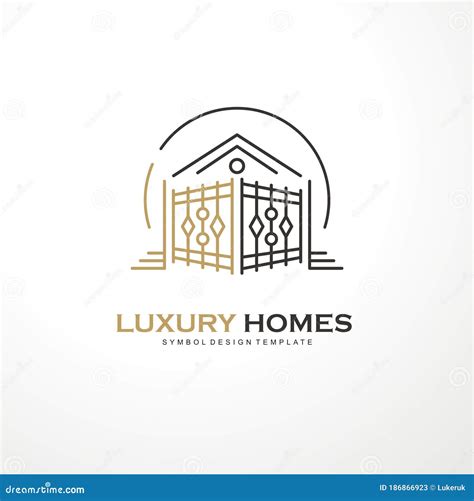 Luxury Homes Elegant Line Art Logo Design Stock Vector Illustration