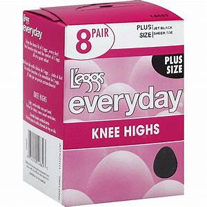 Leggs Everyday Knee Highs Sheer Toe Plus Size Jet Black Clothing