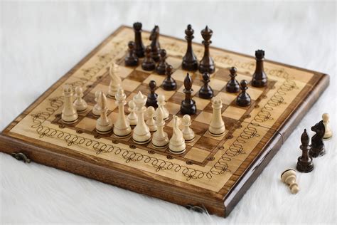 Unique Chess Set Elegant Chess Set Personalized Engraving Etsy