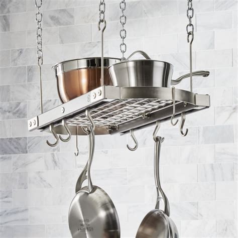 Ceiling shelf hanging kitchen storage pot and pan rack 12x16 bears up to 30 kg. J.K. Adams Small Grey Ceiling Pot Rack + Reviews | Crate ...