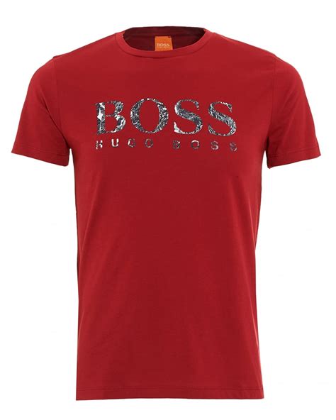 Hugo Boss Orange Mens T Shirt Tommi 3 Ice Print Logo Red Tee