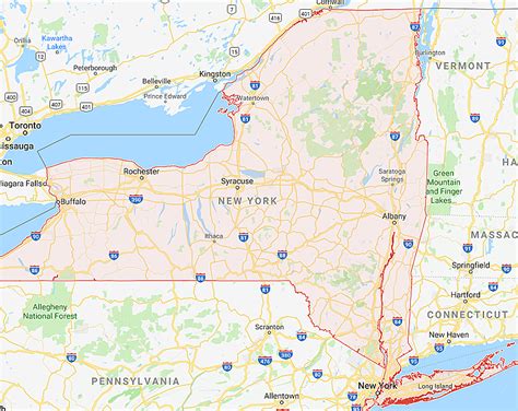 Map Western New York State State Coastal Towns Map