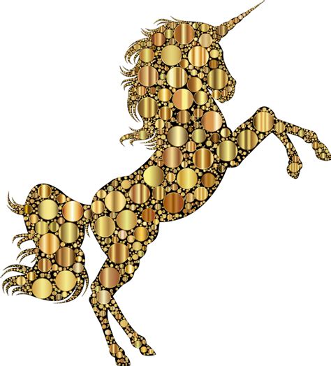 Clipart - Gold Unicorn Silhouette 2 Circles 2