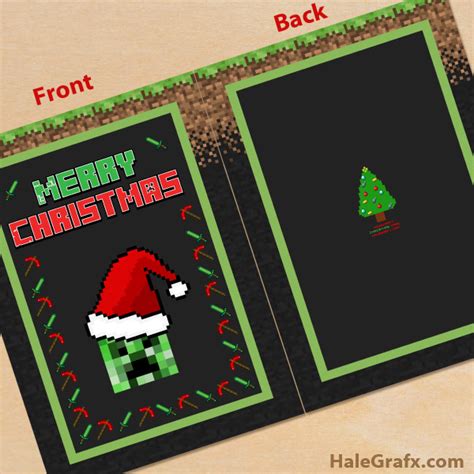 Free Printable Minecraft Christmas Cards
