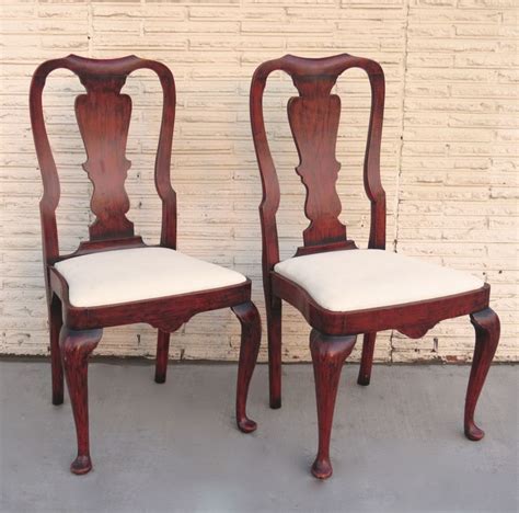 The queen anne chair is very well known and still popular today. Pair of Queen Anne Style Chairs Red Paint from blacktulip ...