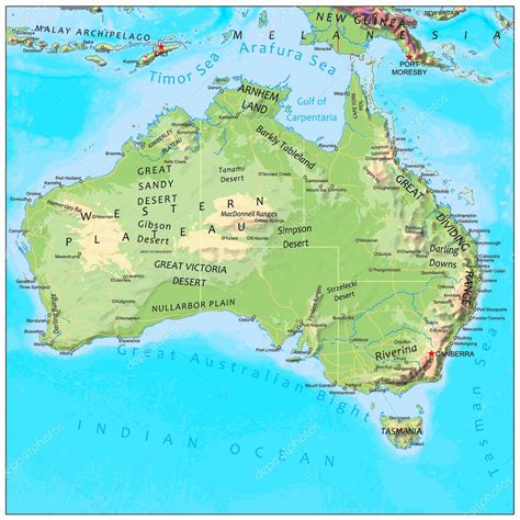 Australia physical continent map Stock Vector Image by ©BenKenogy #79205064