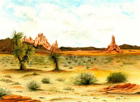 Desert Southwest Landscape Painting Print From Original Watercolor