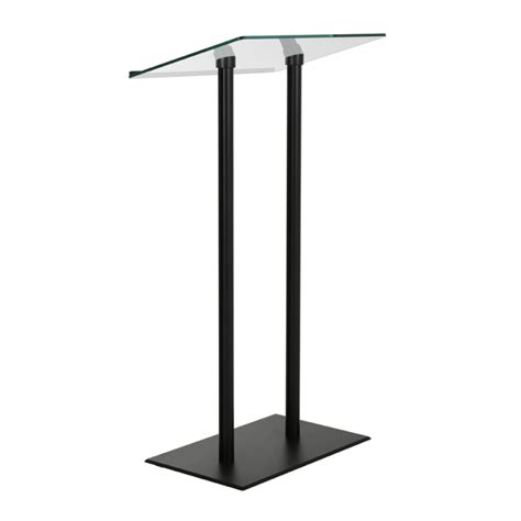 Glass Podium Modern Lectern Stand In Black Or Silver
