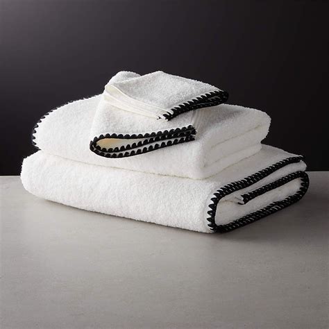 Tuli Black Trim Bath Sheet Reviews CB2 In 2021 White Bath Towels