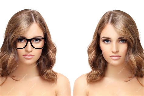Premium Photo Girl Wearing Black Glasses And Girl Without Glasses