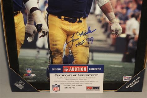 Nfl Auction Hof Rams Tom Mack Signed 11x14 Framed Picture