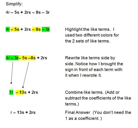 Mathematics ncert grade 7, chapter 12: 32 Simplifying Expressions By Combining Like Terms ...