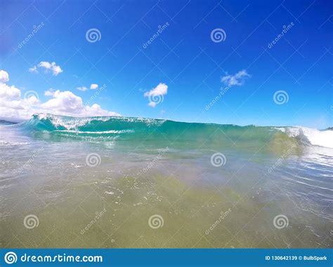 Small Wave Curling On A Tropical Beach Stock Image Image Of Republic