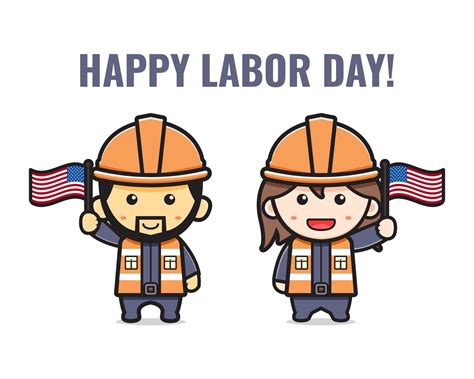 Cute Miner Celebrate Labor Day Cartoon Illustration 3009878 Vector Art