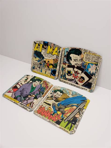 Custom Dc Comicbook Coasters Made From Vinyl Records Set Of 4 Etsy