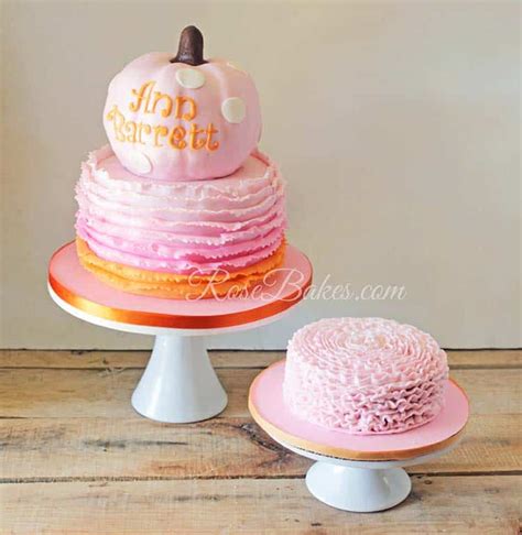 Pink Pumpkin Ombre Ruffles Cake And Smash Cake Rose Bakes
