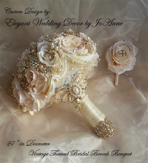 Rose Gold Bridal Brooch Bouquet Blush Pink And Ivory Rose Gold And