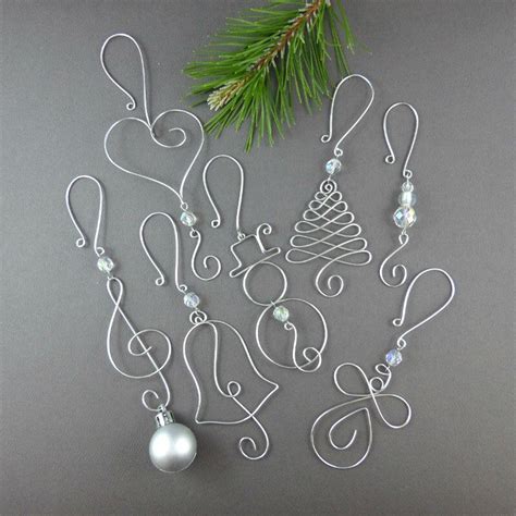 Five Beaded Christmas Ornament Hooks Wire Ornament Hangers With Beads
