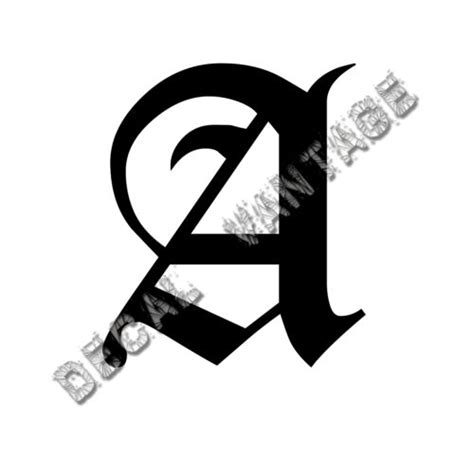 Old English A Letter Initial Vinyl Sticker Decal Font Diploma Choose