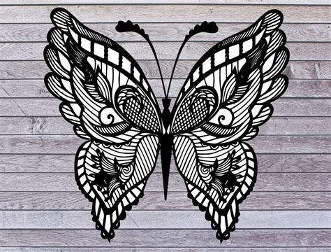 Beautiful Butterfly Mandala Svg Butterfly Zentangle Vector Etsy