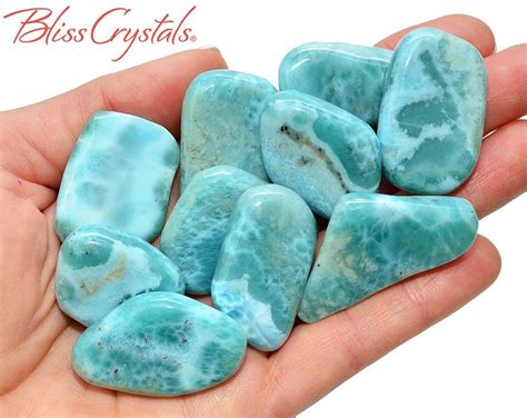 1 Small Larimar Palm Stone Aka Dolphin Stone Grade Aa Blue Pectolite