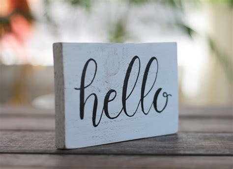 Hello Small Wood Sign Hand Painted In The Usa The Weed